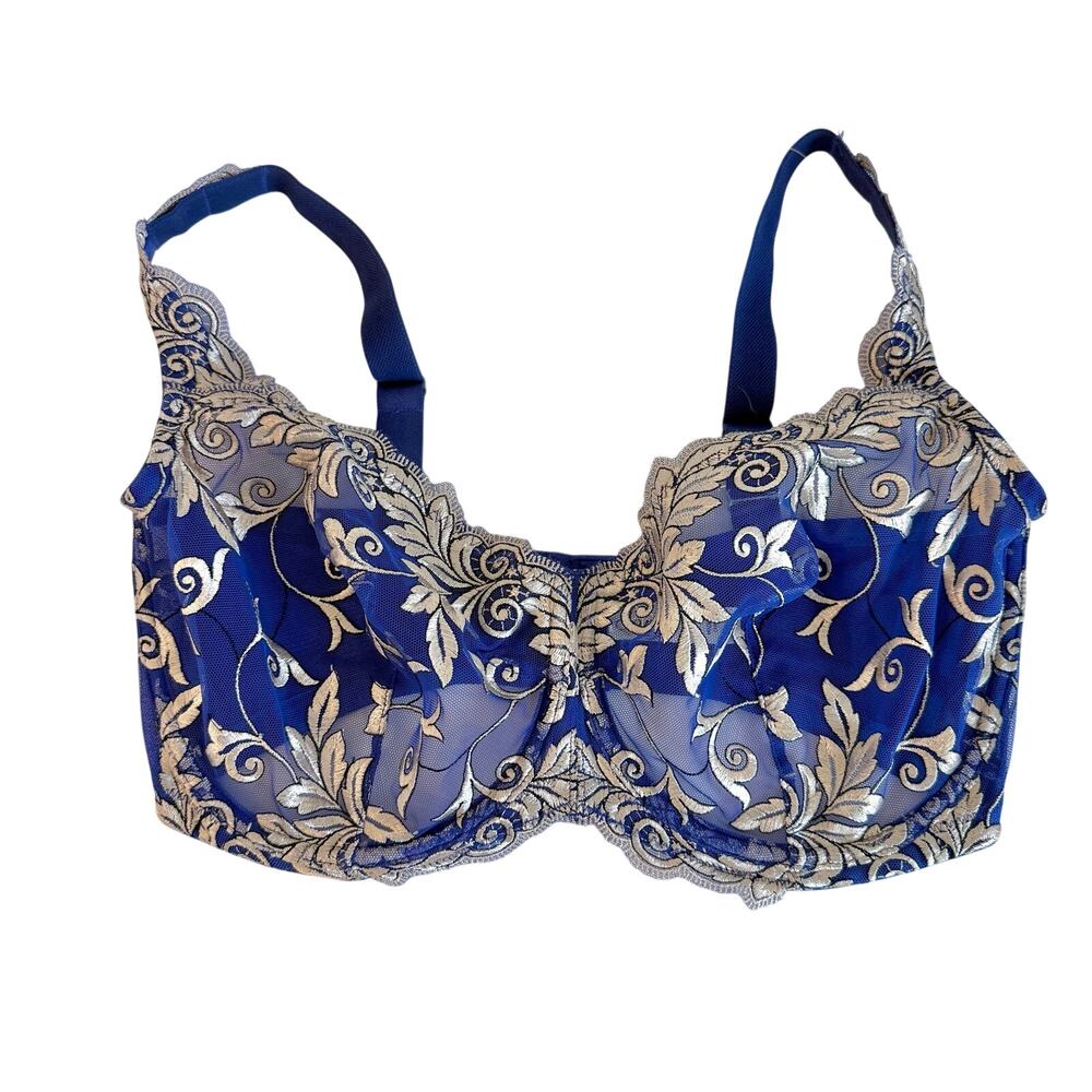 Soma Sensuous Lace Unlined Underwire Bra in Jewel Blue 36G NWT